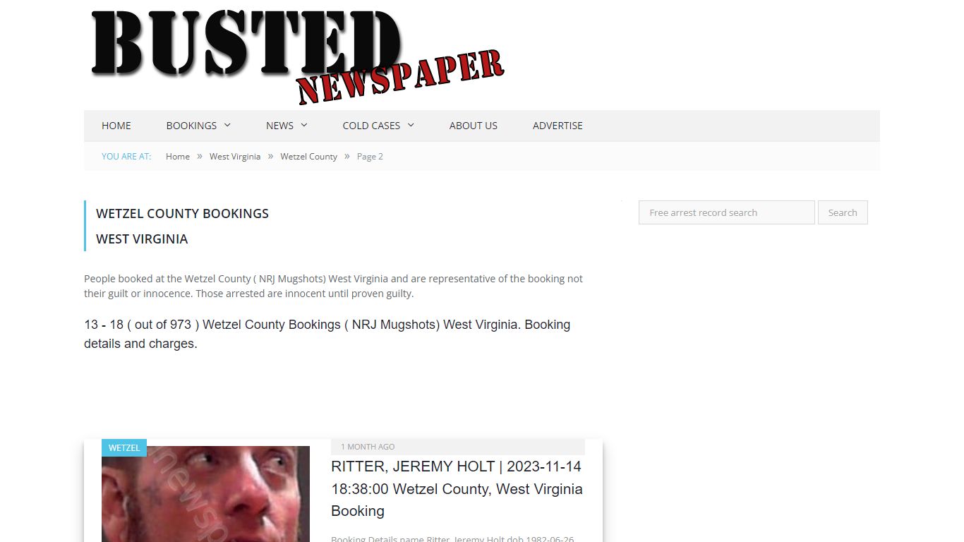 Wetzel County, WV ( NRJ WV ) Mugshots - page 2 - BUSTEDNEWSPAPER.COM