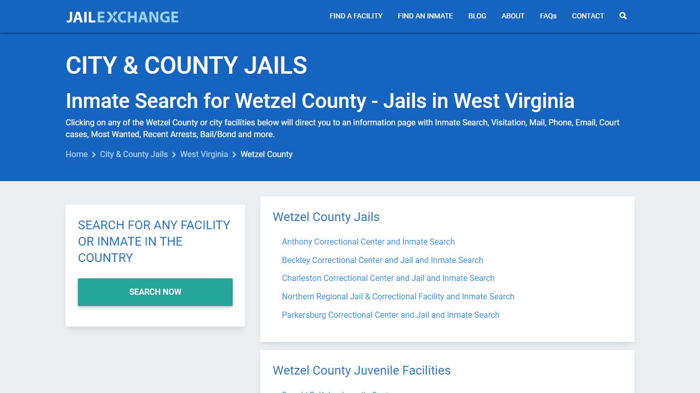 Inmate Search for Wetzel County | Jails in West Virginia - Jail Exchange